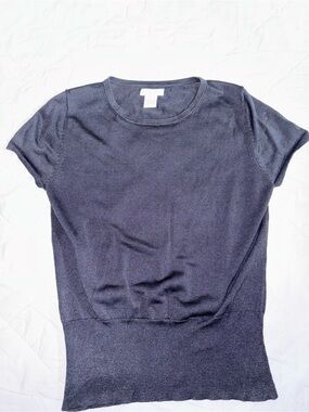 Vintage Marshall Fields Women's Short Sleeve Silk Top — Black